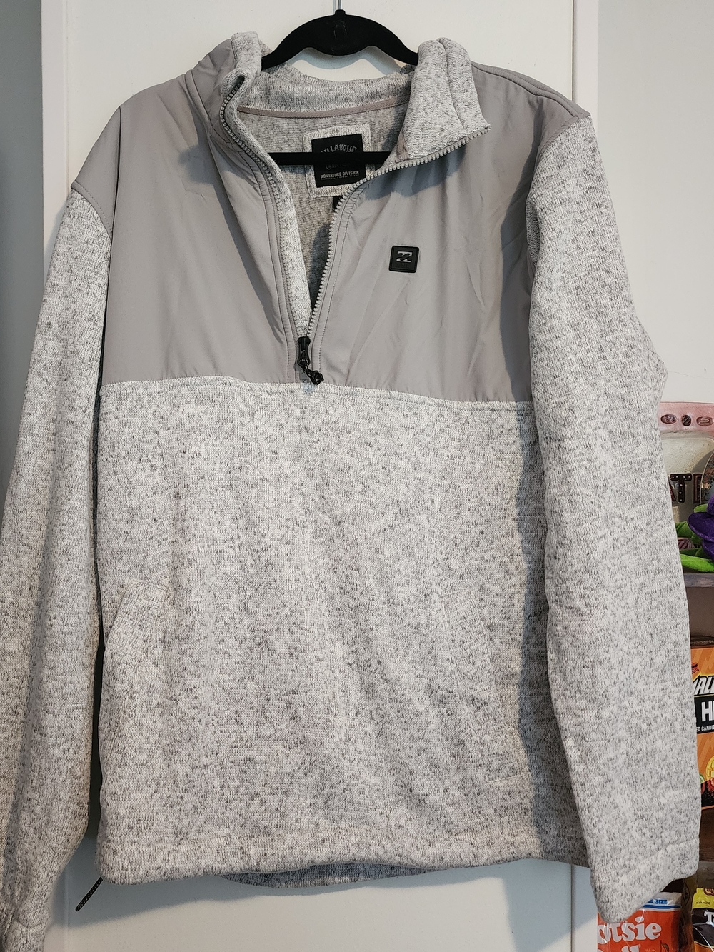 Billabong Men's Light Gray Heather Quarter-Zip Pullover